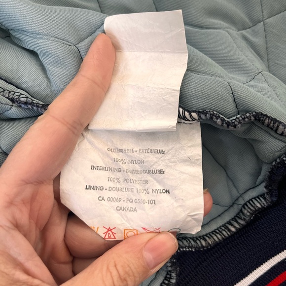 Vintage Neutral Gender Navy Quilted Bomber Jacket - Picture 11 of 14